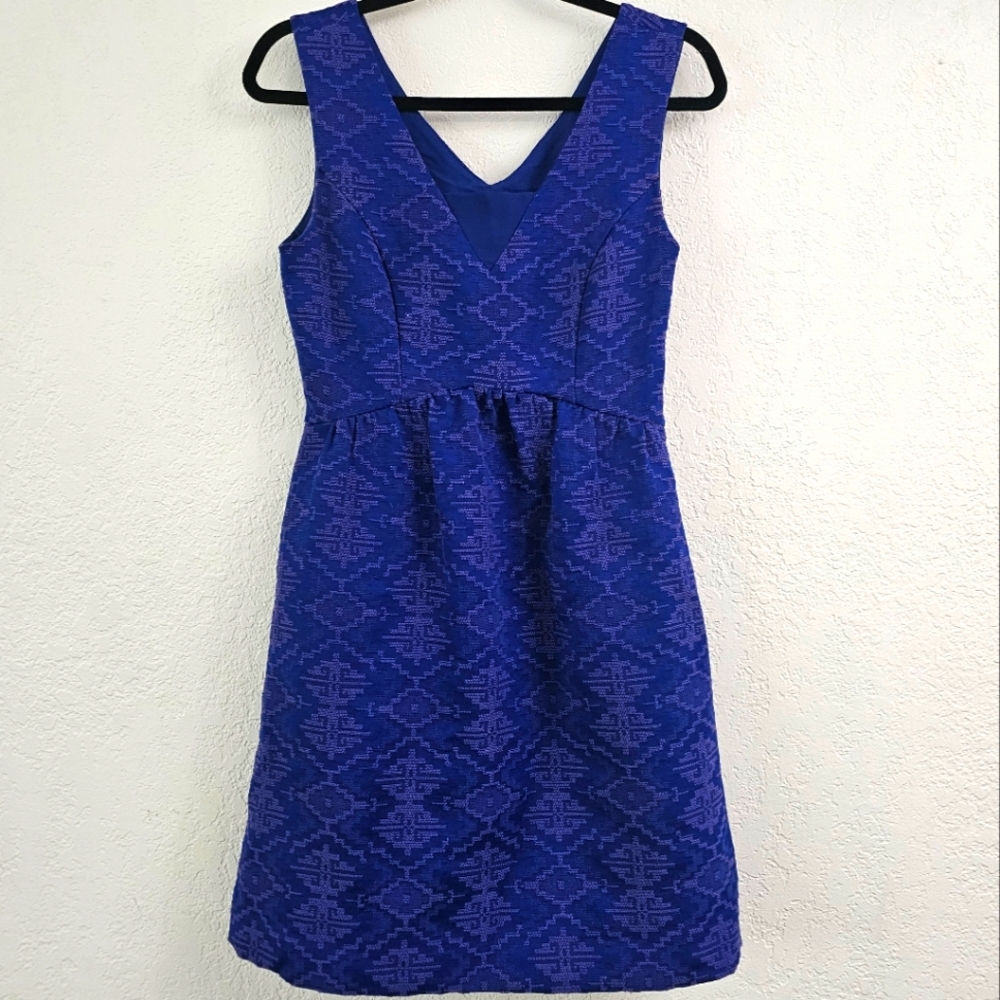 Maeve Anthropologie Averie Textured Ikat Aztec Brocade Jacquard Dress Size 2 Euc